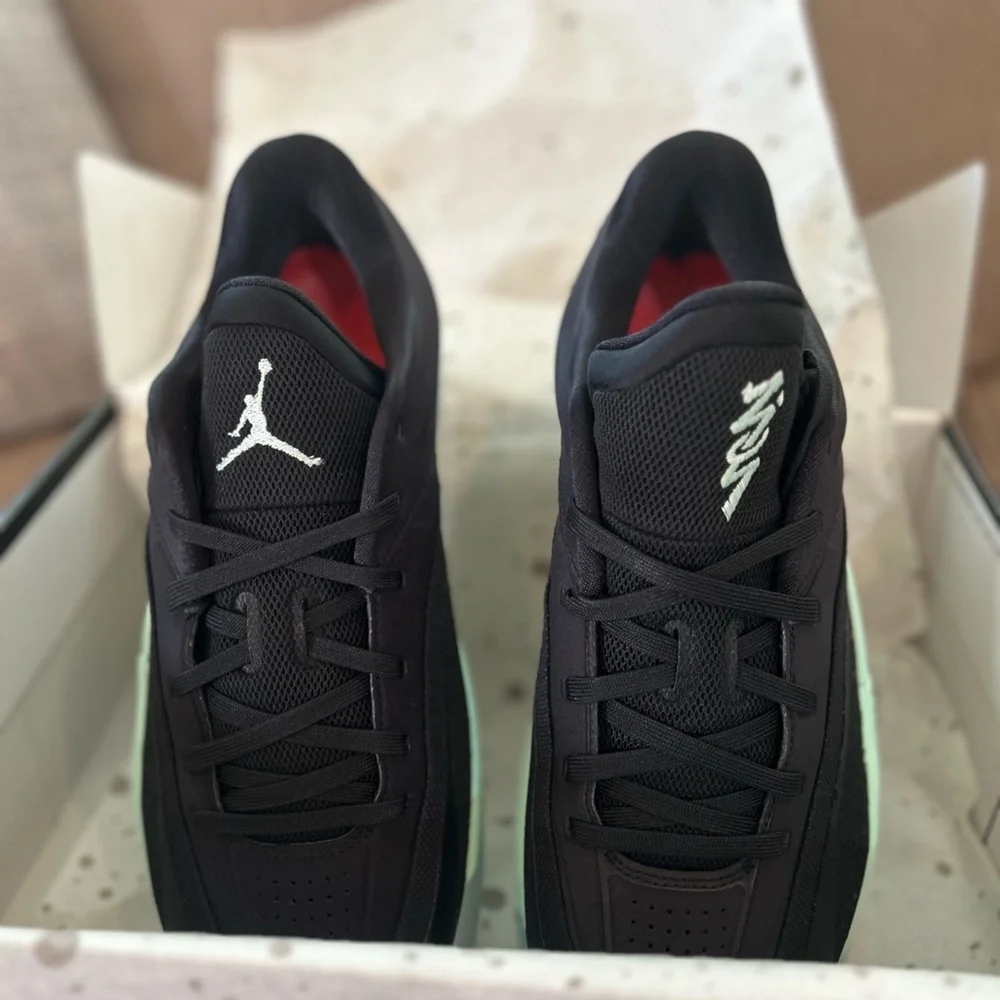 Jordan Men’s Athletic Shoes Black Mint with Red Accents